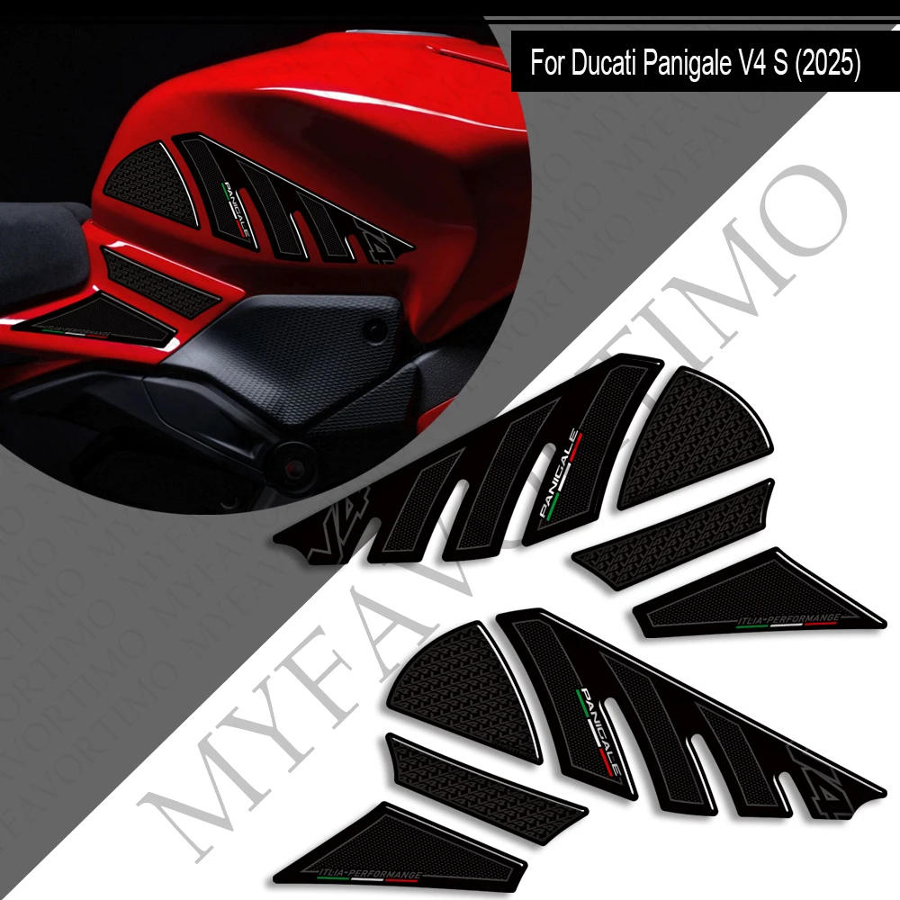 

Наклейки на мотоцикл V4S 2025 для Ducati Panigale V4 S, смоляная наклейка, крышка топливного бака, накладка на топливный бак, водонепроницаемая защита, 3D наклейка
