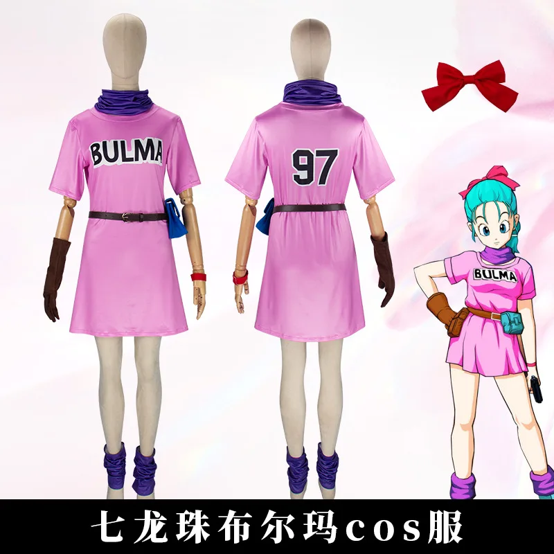 

Dragon Ball Bulma платье для косплея аниме костюм наряд на Хэллоуин для женщин