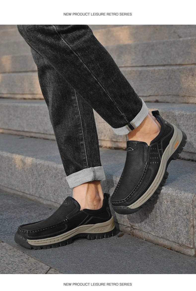 Marke Männer Schuhe Hohe Qualität Aus Echtem Leder männer Casual Schuhe Slip Auf Komfort Business Mann Wohnungen Schuhe Outdoor Männer arbeit Schuhe – Detail 17