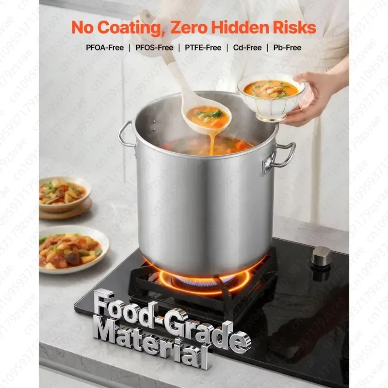 21 Quart Stainless Steel Soup Pot with Glass Lid,  Compatible with Gas Stove, Can Cook Soup and Broth