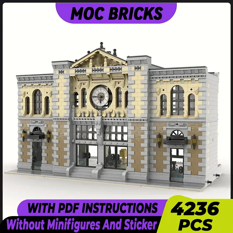 

Street View Model Moc Building Bricks Modular The Central Train Station Technology Blocks Gifts Christmas Toys DIY Sets Assembly