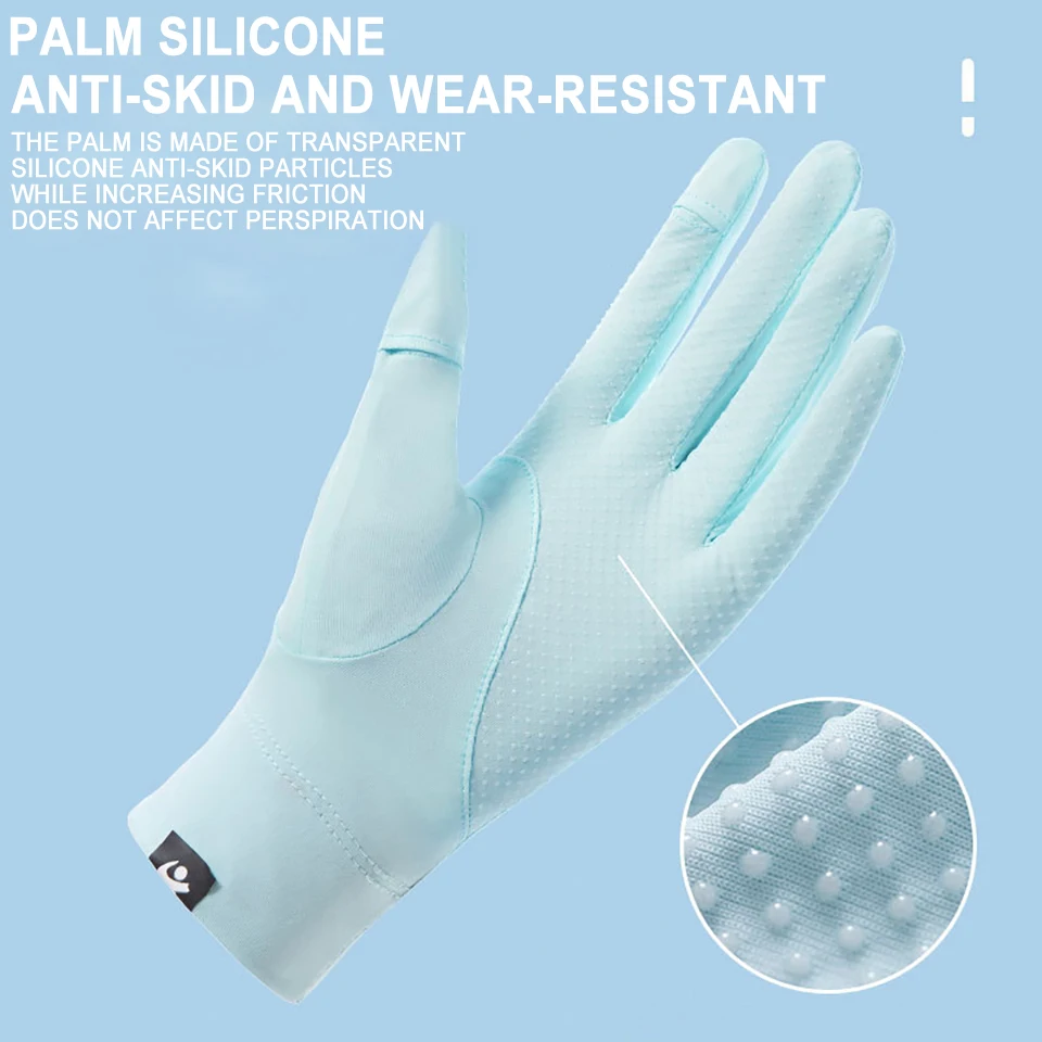 LOOGDEEL UPF50+ Sunscreen Breathable Fashion Driving Running Gloves Cold Ice Silk Bike Thin Silicone Anti-UV Gloves Women Men