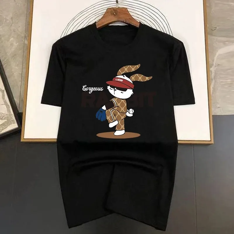 

2026 женская одежда без кролика, футболка, летняя модная винтажная футболка из чистого хлопка с короткими рукавами, женские топы