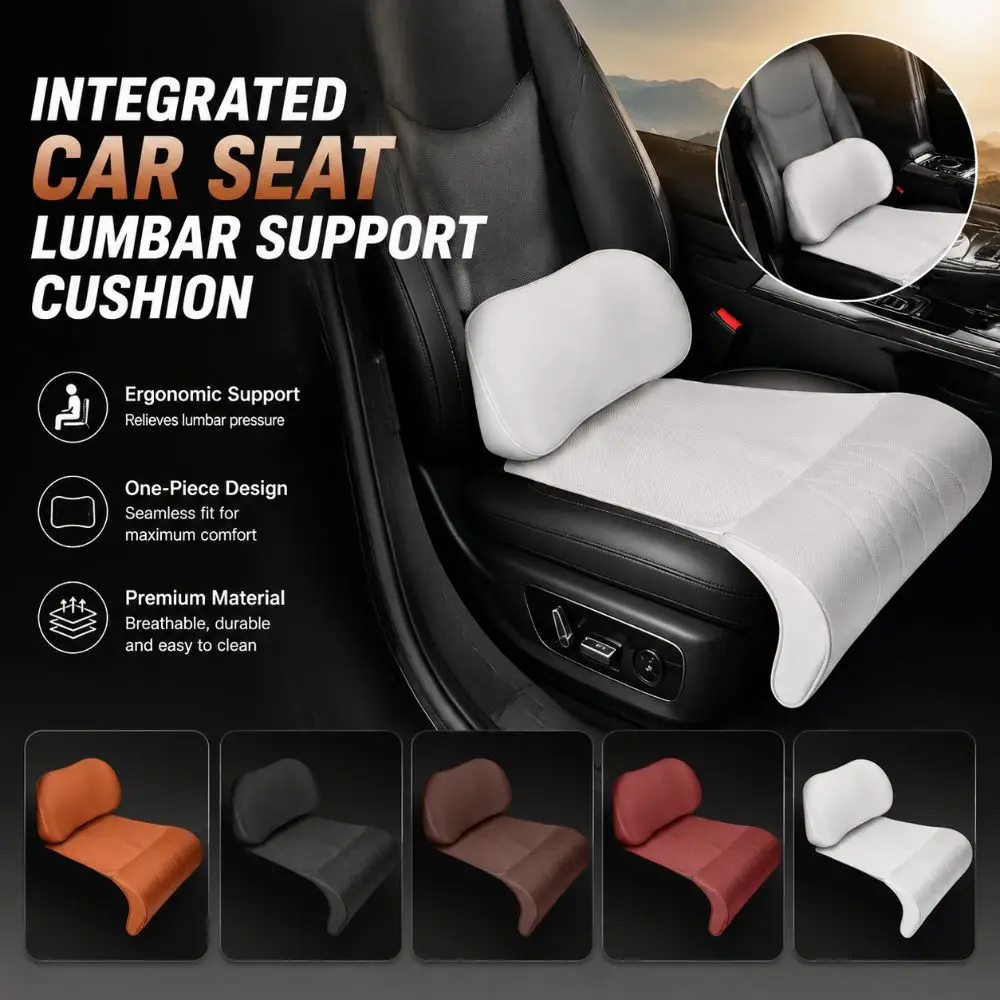 Memory Foam Integrated Lumbar Leg Support Mat Breathable Comfort Car Seat Cushion Luxury Leather Extended Seat Cushion
