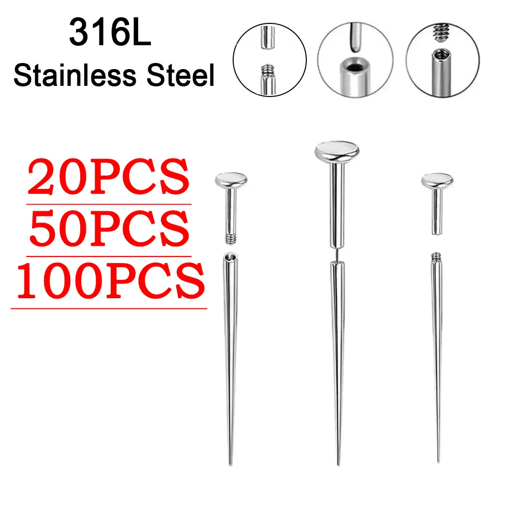 

1/5/10/20PCS Body Piercing Tool 316L Stainless Surgical Steel Insertion Pin For Labret Nose Rings Earrings Jewelry Accessories