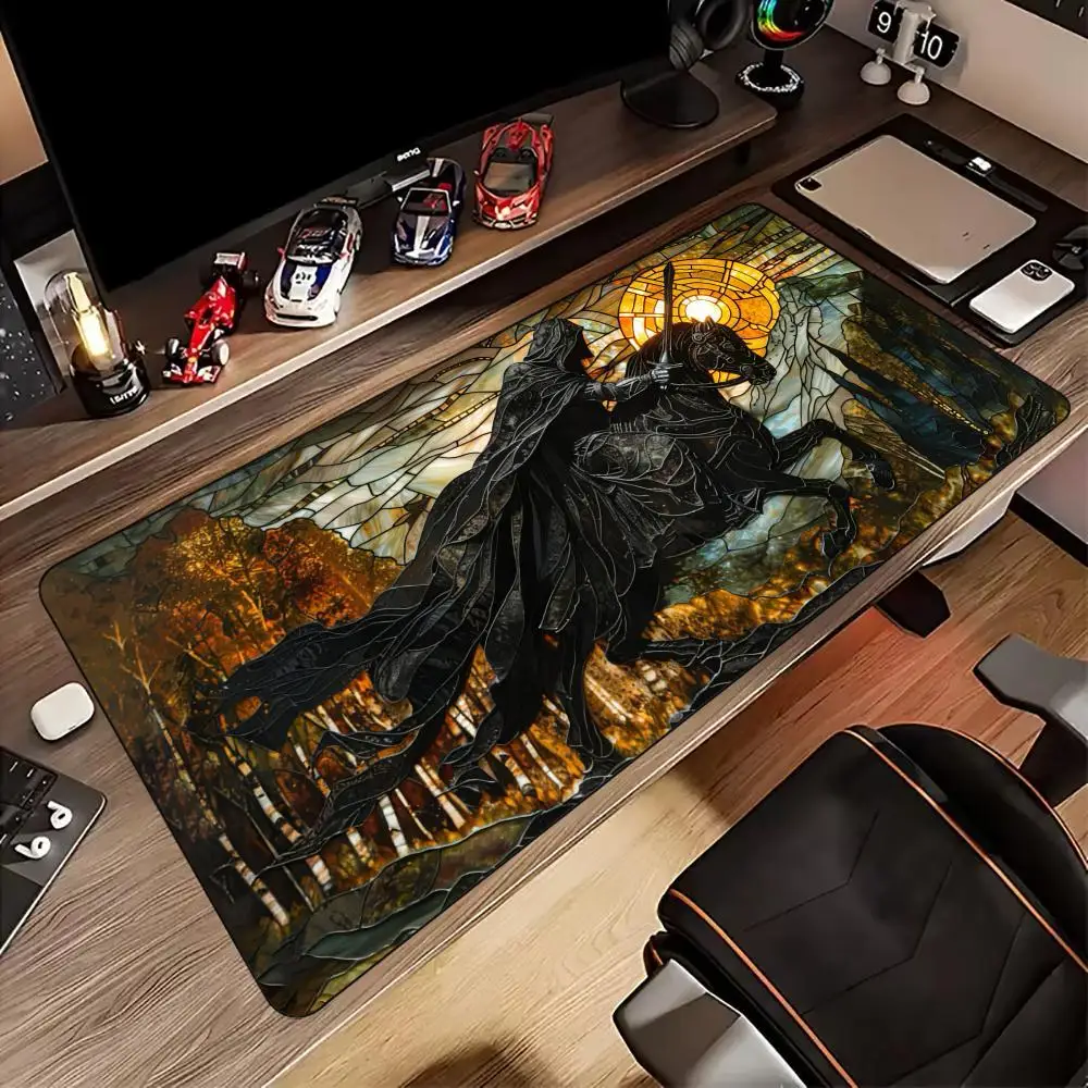 1Pcs Nazgul Stained Glass Print Stitched Edges Large Non-Slip Gaming Mouse Pad Desk Mat