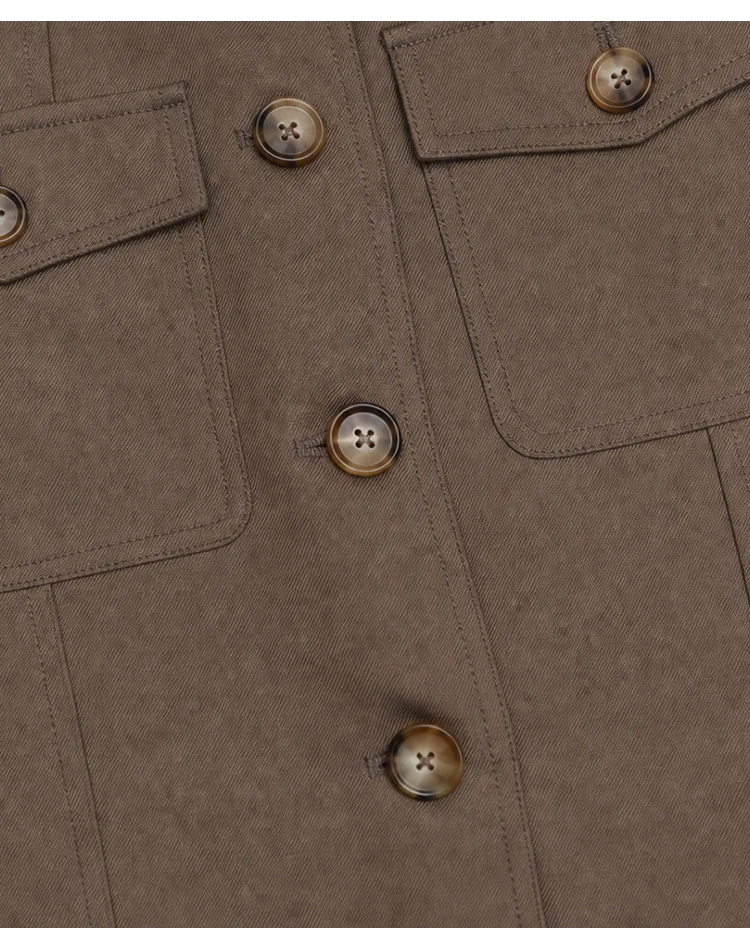 K2540W Luxuriöse Damen-Militärjacke aus Strukturiertem Wollmischgewebe mit Stehkragen, Tailliertem Schnitt und Eleganter Oberbekleidung – Detail 17