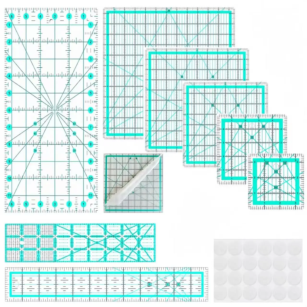 

8-Piece Acrylic Quilting Ruler Set with Multiple Sizes for Precision Sewing and Crafting