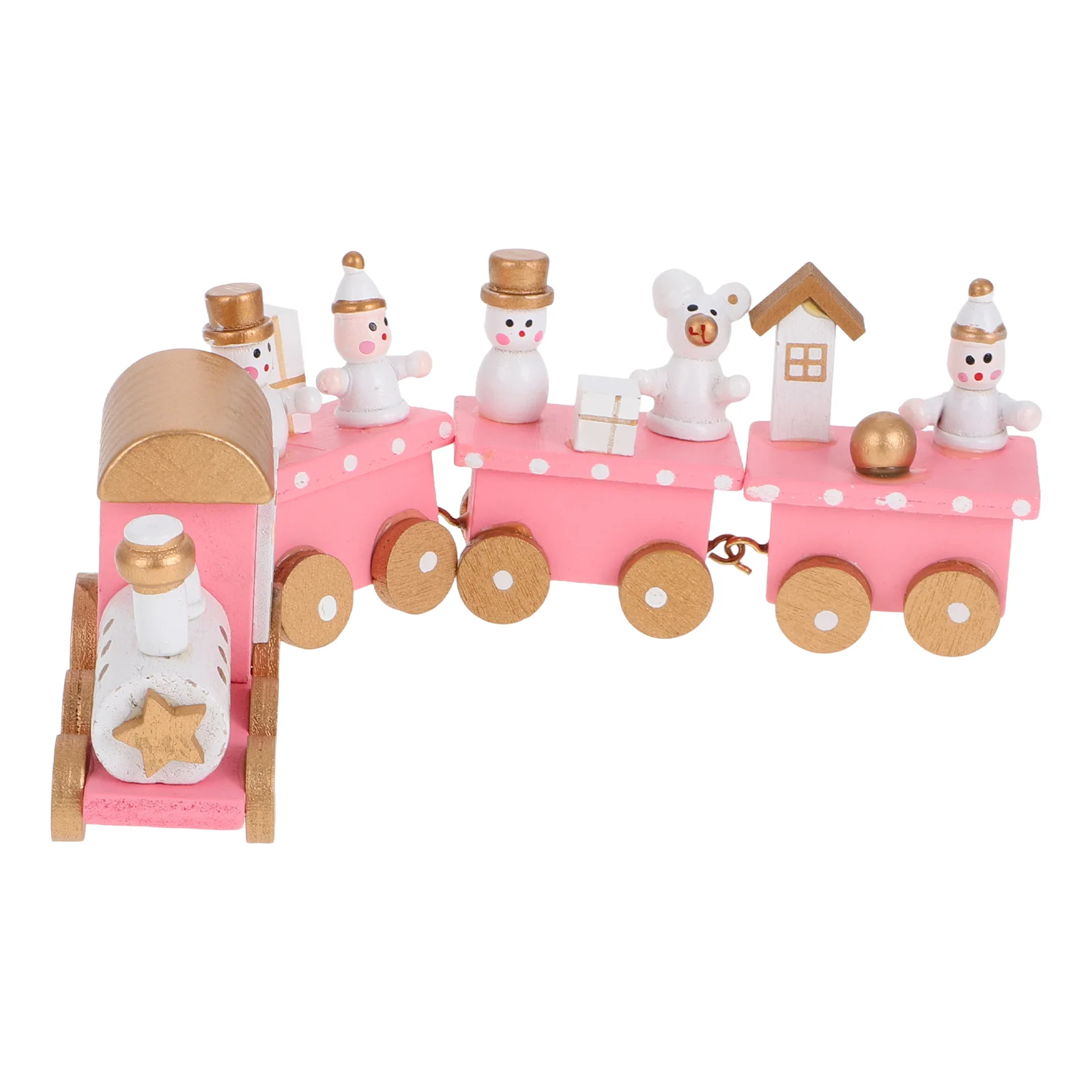 

Wooden Train Christmas Style Decor Theme Ornament Festive Desktop Table Decoration Adornment Red Tree