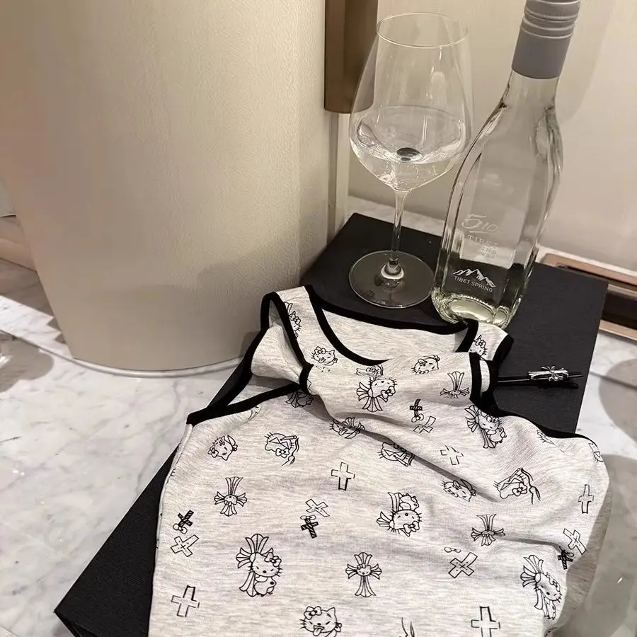 

[Evil trick-or-treating cat] net feeling big beautiful woman casual daily cartoon printed vest top t-shirt