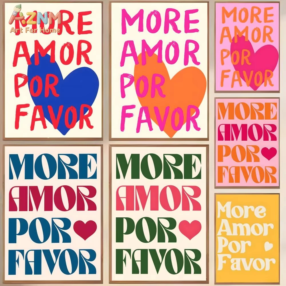

Постер "More Amor Por Favor" (1 шт.), современный и элегантный настенный декор для дома, гостиной, общежития, настенное искусство