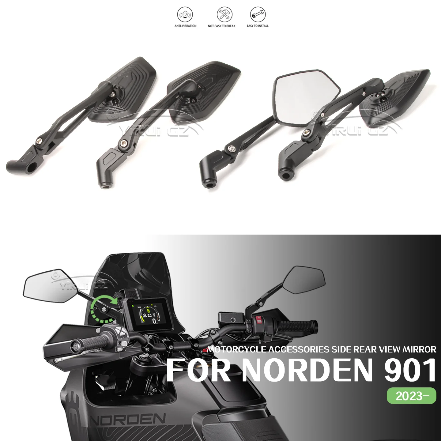 Motorcycle Rearview Mirror Aluminum Adjustable Side Rear View Mirrors Motorcycle parts For Husqvarna Norden 901 Norden 901 2023-