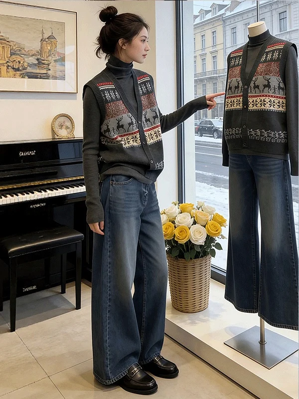 Korean Style Half High Collar Base Shirt Women's Fashion Set Vest Underwear Two-Piece Set Commute Wind Resistant Other Material