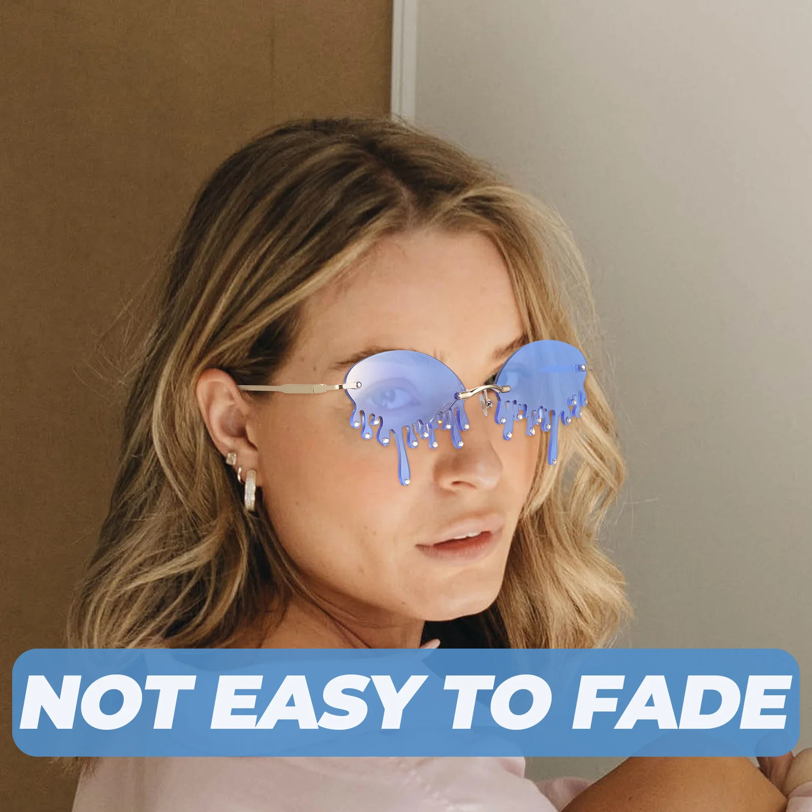

Rhinestone Teardrop Sunglasses Funny Party Glasses Lightweight Decorative Eyewear for Women Trendy Eye-Catching Style