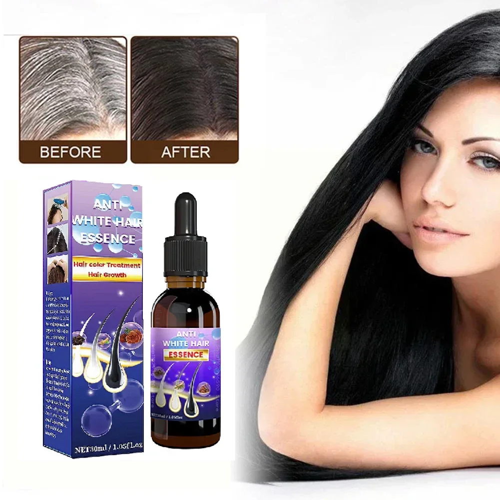 10pcs Gray White Hair Treatment Serum White To Black Natural Color Repair Nourish Product Anti Loss Hair Care Men Women