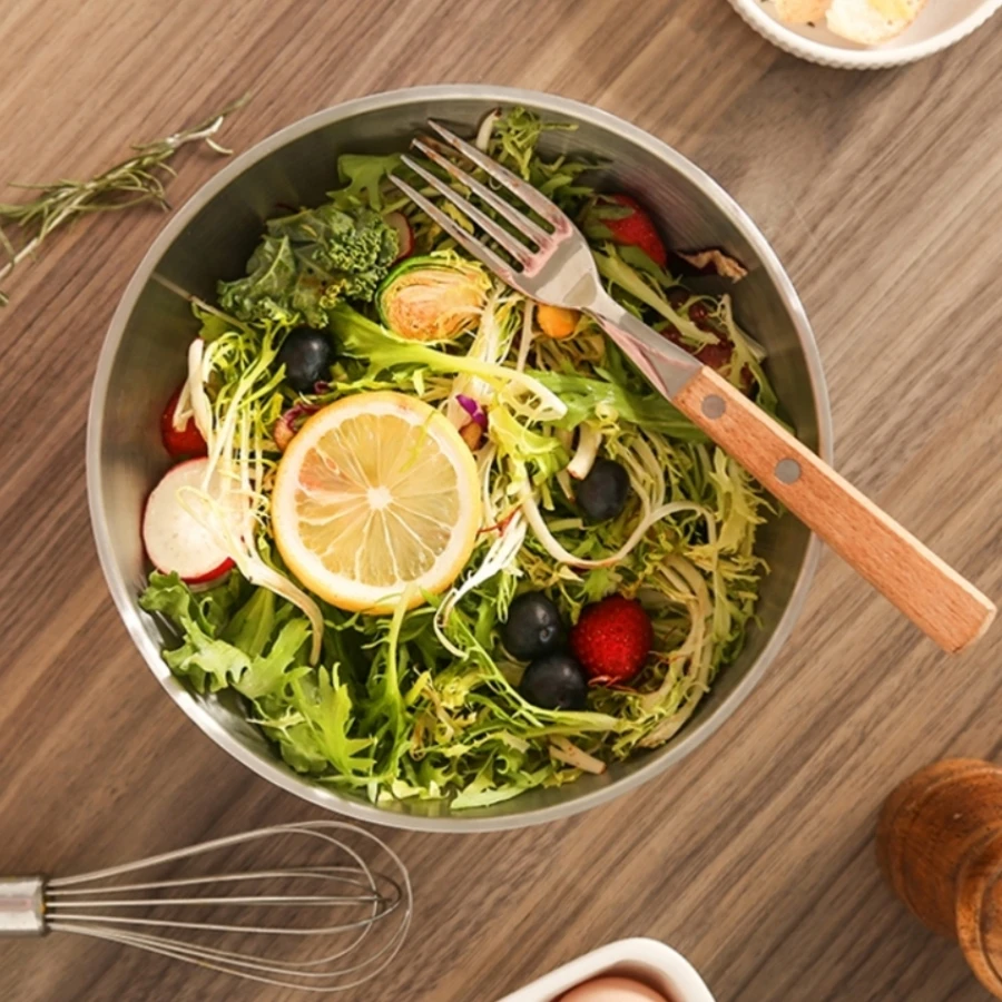 Mangkuk Mie Stainless Steel Rumah Tangga Berkualitas Tinggi Mangkuk Sup Instan Menarik Gaya Korea Mangkuk Nasi Salad Besar