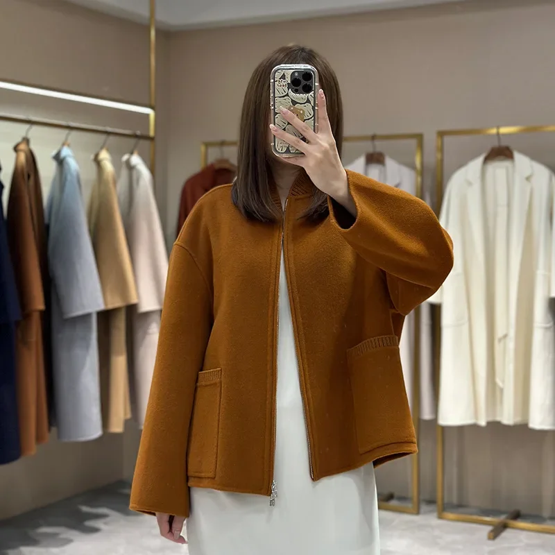 Cashmere Coat Knitted Spliced Simple Fashion Wool women