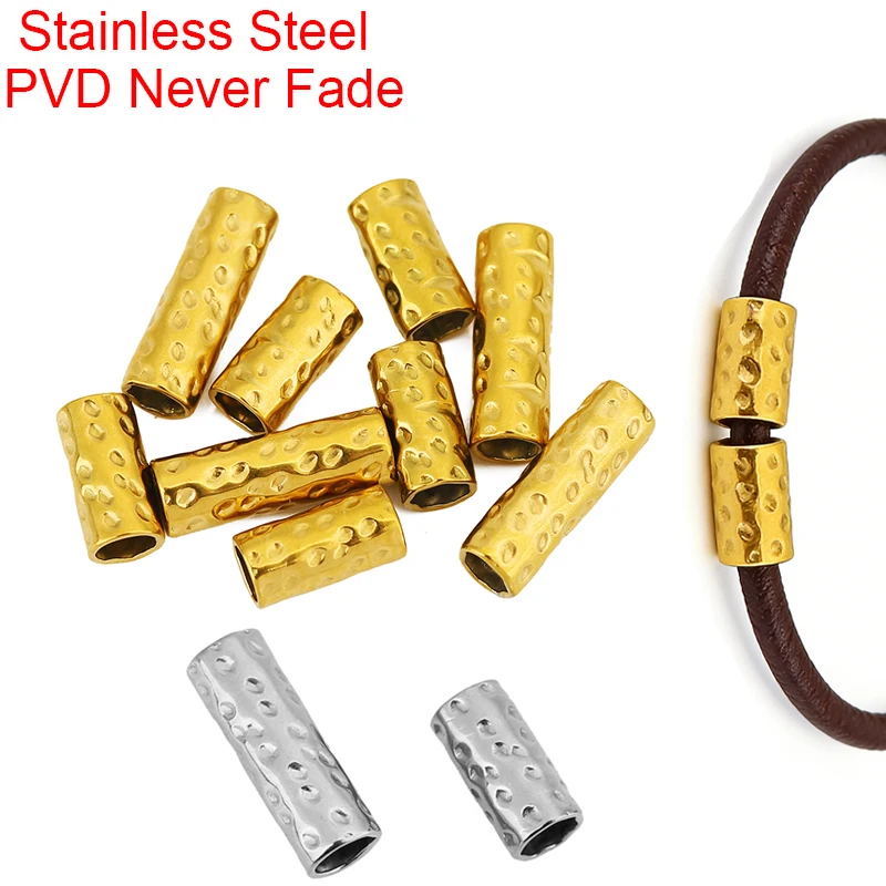 10pcs 10 15 mm Stainless Steel Large Hole Spacer Tube Beads PVD Never Fade Bracelets Necklace Beads Jewelry Making Accessories