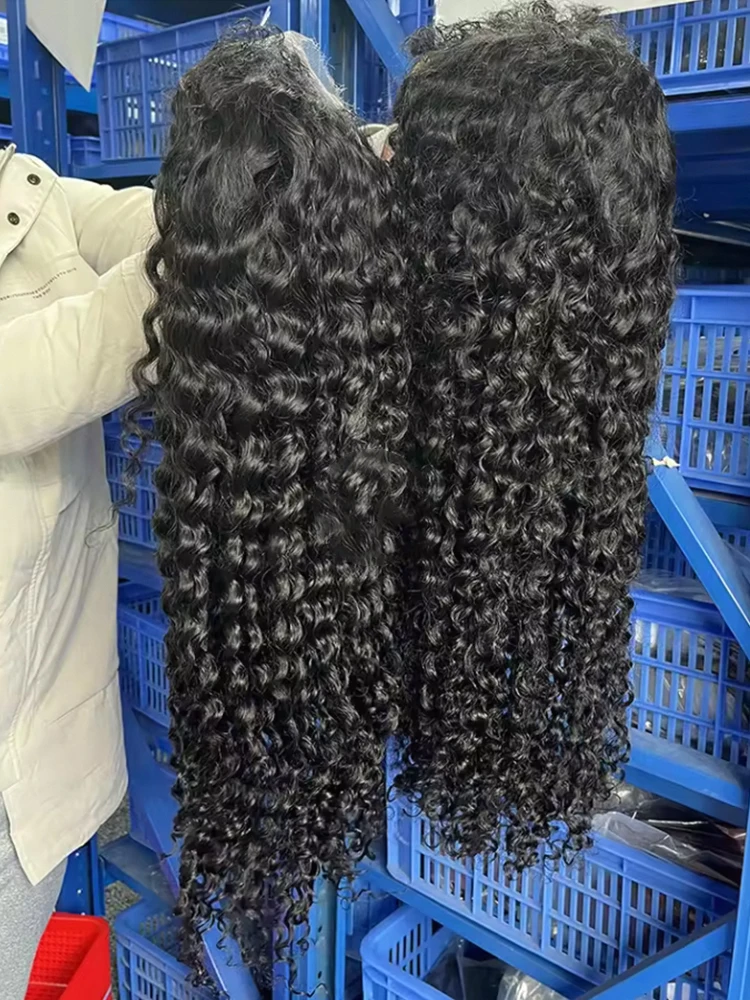 200% الكثافة 42 بوصة موجة عميقة الدانتيل الجبهة الباروكات شعر الإنسان مجعد الدانتيل شعر مستعار أمامي باروكة من شعر طبيعي قبل قطعها 13x4 موجة عميقة أمامي #1
