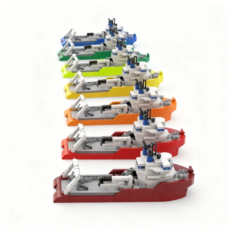 206pcs MOC Anchor Handling Tug Csm009 Pirate Ship Model Building Blocks Room Decor Tabletop Ornament Collection Gift For Adults