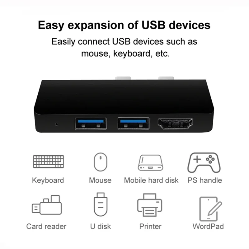 AT82-Type-C Dock Splitter 4K -Compatible High Speed Adapter Adapter For Microsoft Surface Pro 8