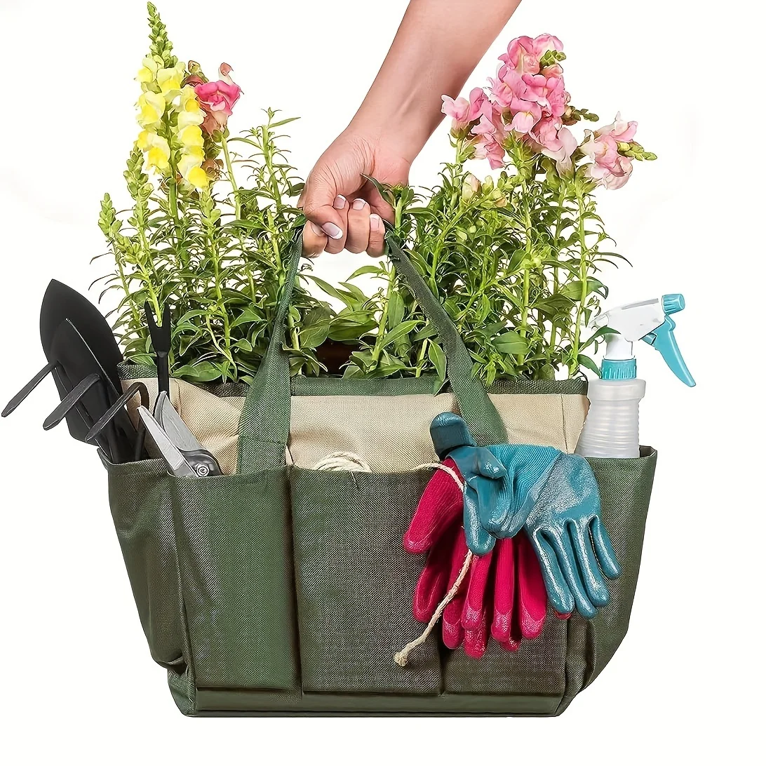 

Garden Tool Bag, Gardening Tote With Pockets Canvas Heavy-duty Large Organizer Bag Carrier Gardening Storage Tote for women Men