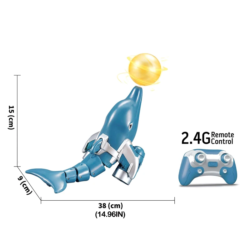 2.4G Remote Control Dolphin with Rotate Ball Double Propeller RC Animal Simulation Dolphin Toy Radio Controlled Boat Ship Gifts