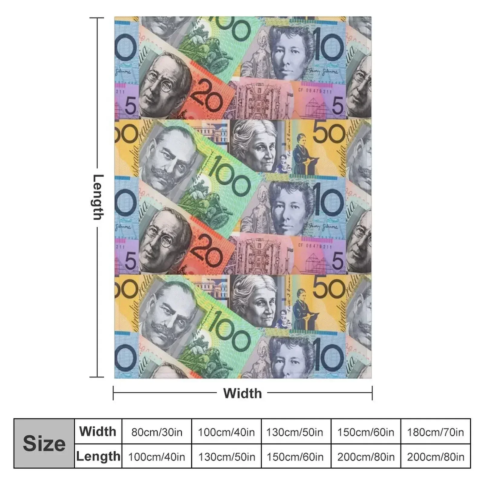 Australian Dollars Throw Blanket Summer Flannel Cute Plaid Thins wednesday Thermal Blankets