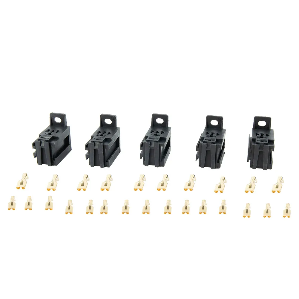 Reliable 5pcs 60AMP 5 Pin Car Automotive Relay Socket, Easy Installation for Car Accessories, Includes Terminals