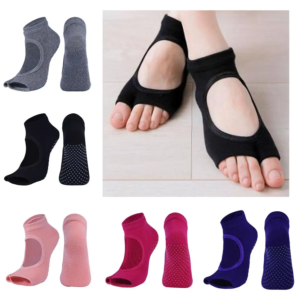 Gym Sport Yoga Socks Cotton Half Toe Non Slip Grip Socks for Barre Dance Martial Arts and Pilates