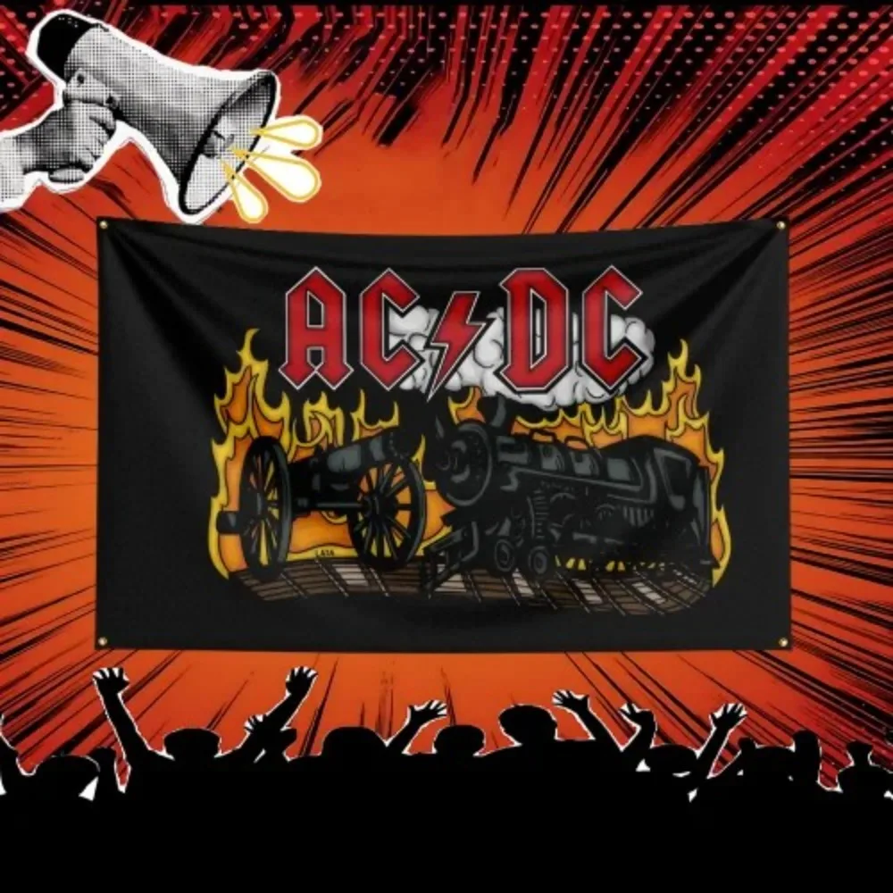 ACDC Band Inspired Rock Music Flag  Polyester Banner For Bedroom Wall Decor Music Fans Gift