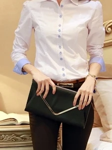 Csa de manga larga para mujer, ropa de trabajo Formal profesional, moda para ir al trabajo, lunares, poliéster fino, noved...