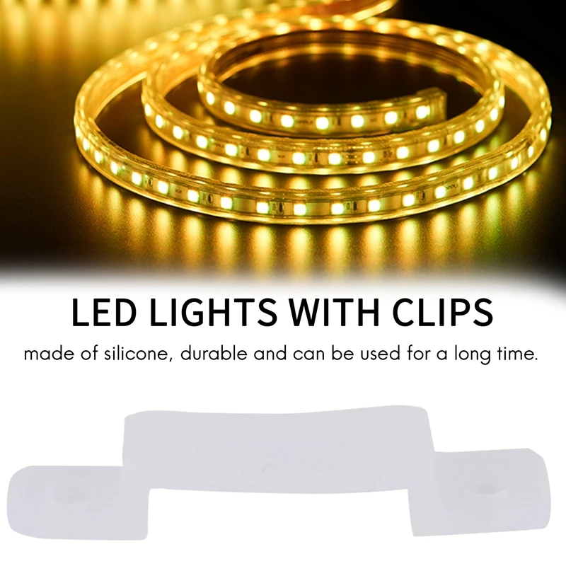 Luzes LED com clipe de fixação, fivela de silicone, adequado para 3528, 5050, 1210, RGB, 12mm, 100pcs