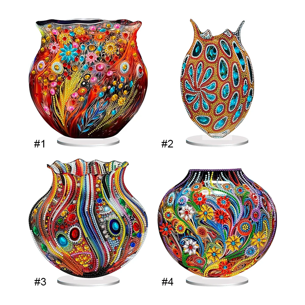 Vaso con stampa piatta 2D Kit di ornamenti per pittura con diamanti da tavolo fai da te 5D Decorazioni da tavolo con diamanti fai da te Decorazione della tavola della camera da letto