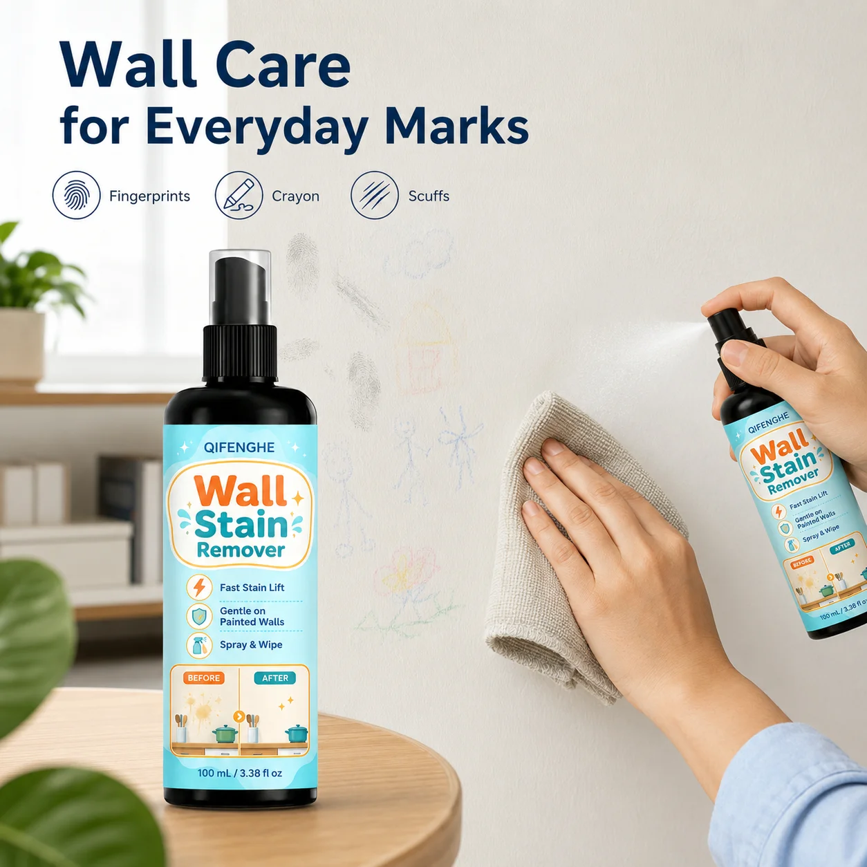 Hydrogen Peroxide Spray All-in-One Cleaner for Kitchen Bathroom Tiles Sinks – Black Spot Stain & Odor Remover, EU