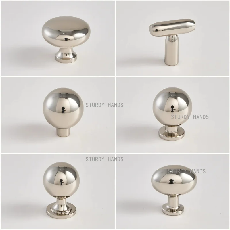 4PCS Metallic Silver Single Hole Handle Solid Handle Drawer/cabinet Door Handle Household Hardware Accessories Furniture Handles