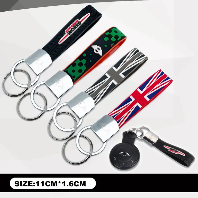 

Car Key Accessories For Mini Cooper JCW F54 F55 F56 F60 R50 R53 R55 R56 R60 Rubber Material Car Key Chain Metal Key Ring