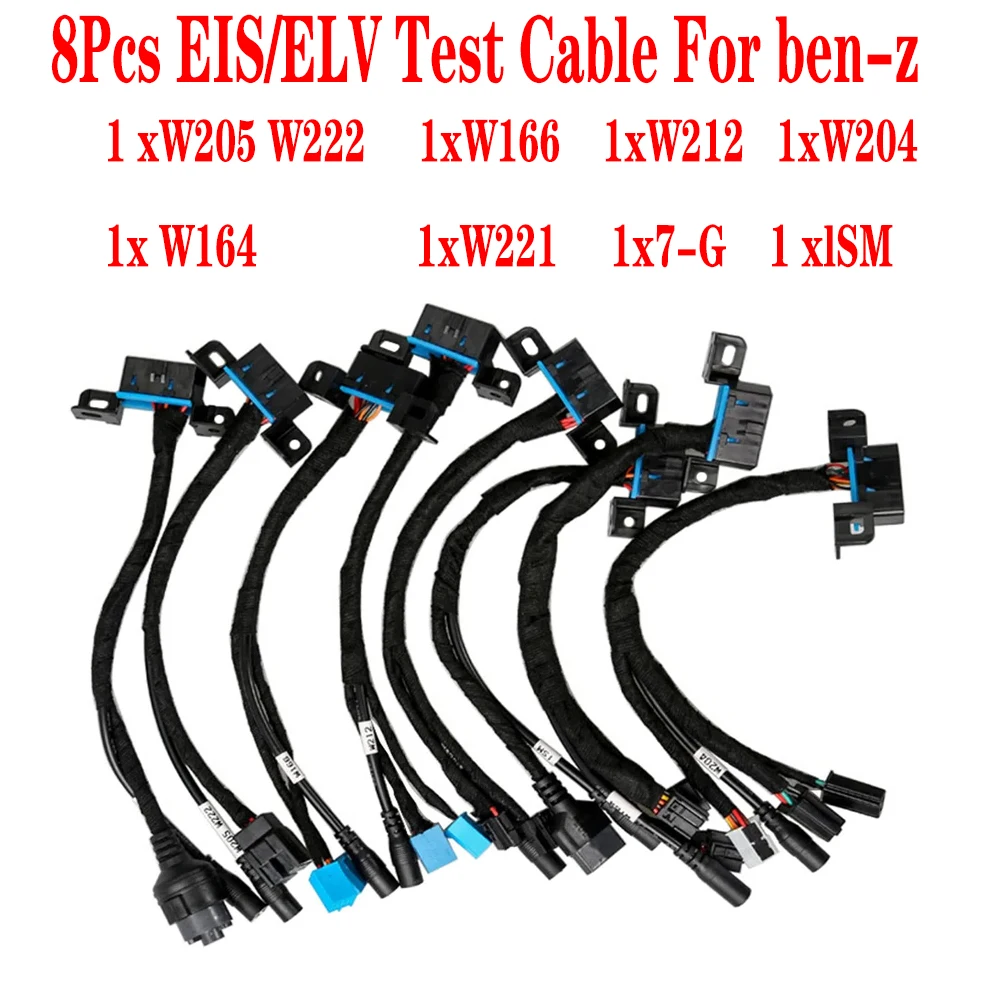 EIS ELV Test Cables 8Pcs Set for BEN-Z Works for VVDI M-B BG-A CG-DI Pro-g  Detection Key Best Wire Maintenance Line Locks