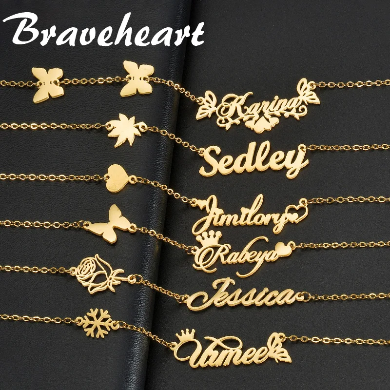 

Personalized Custom Name Necklaces For Women Girl Stainless Steel Heart Moon Butterfly Choker Birthday Jewelry Gift Dropshipping