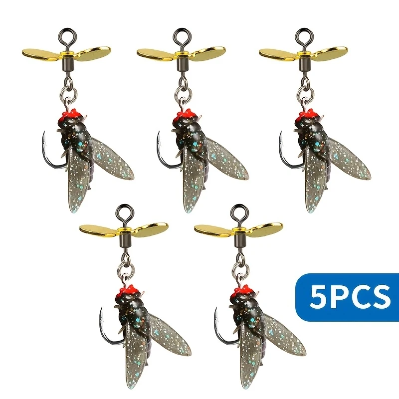 Lot de 5 leurres souples en silicone avec hélice, leurres bioniques réalistes, accessoires de pêche