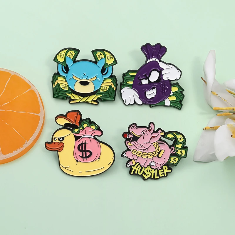 2-5pcs/set Cartoon Yellow Duck Enamel Pins Cute Cowboy Travel Duck with Knife Animal Brooches Lapel Badge Fashion Jewelry Gifts image 3