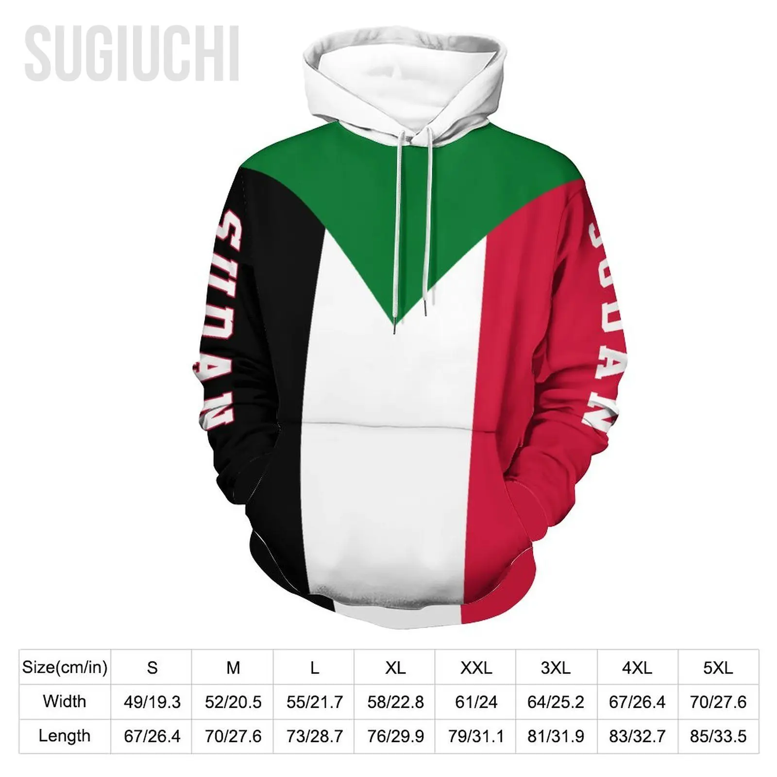 للجنسين 3D هوديي علم السودان الرجال النساء البوليستر المتناثرة البلوز البلوز هوديس عارضة بارد #6