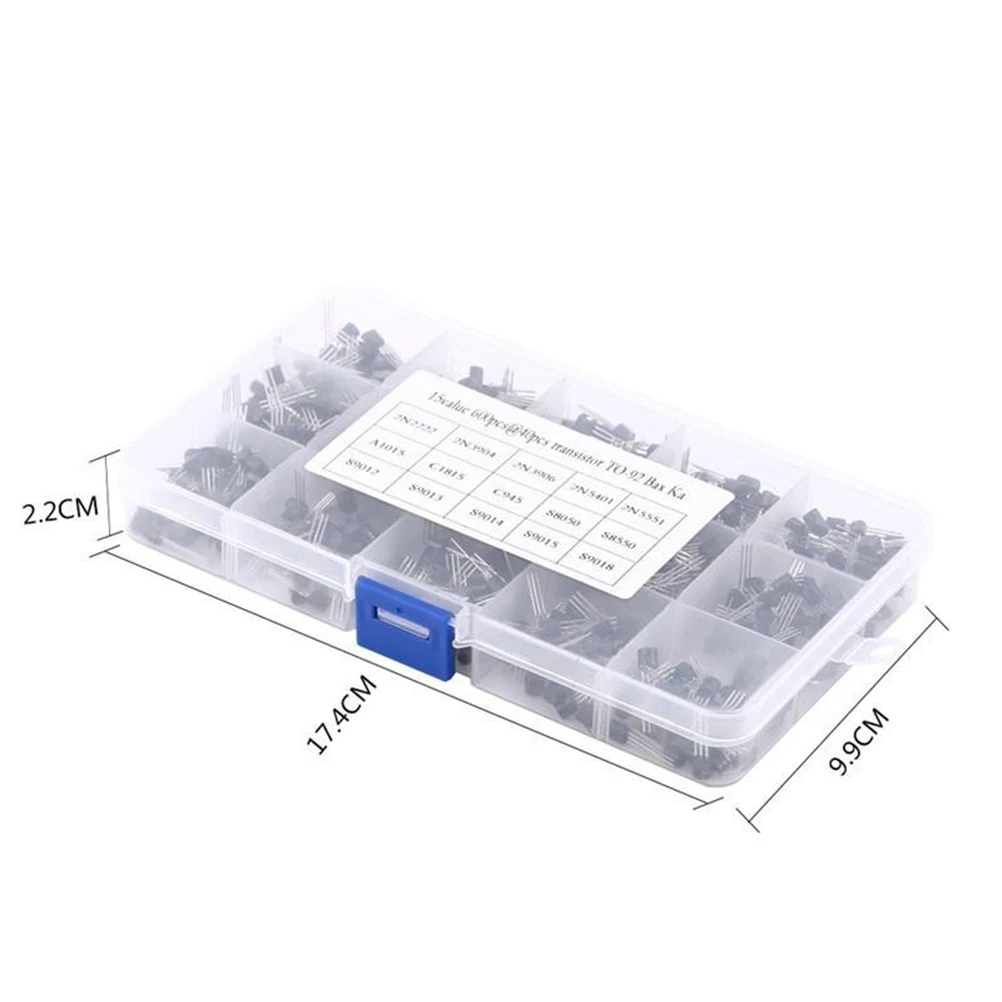 

600pcs To-92 Assortment Kit Silicon Semiconductor Amplifier Switch 15 Types Electronic Components Storage Box Set For