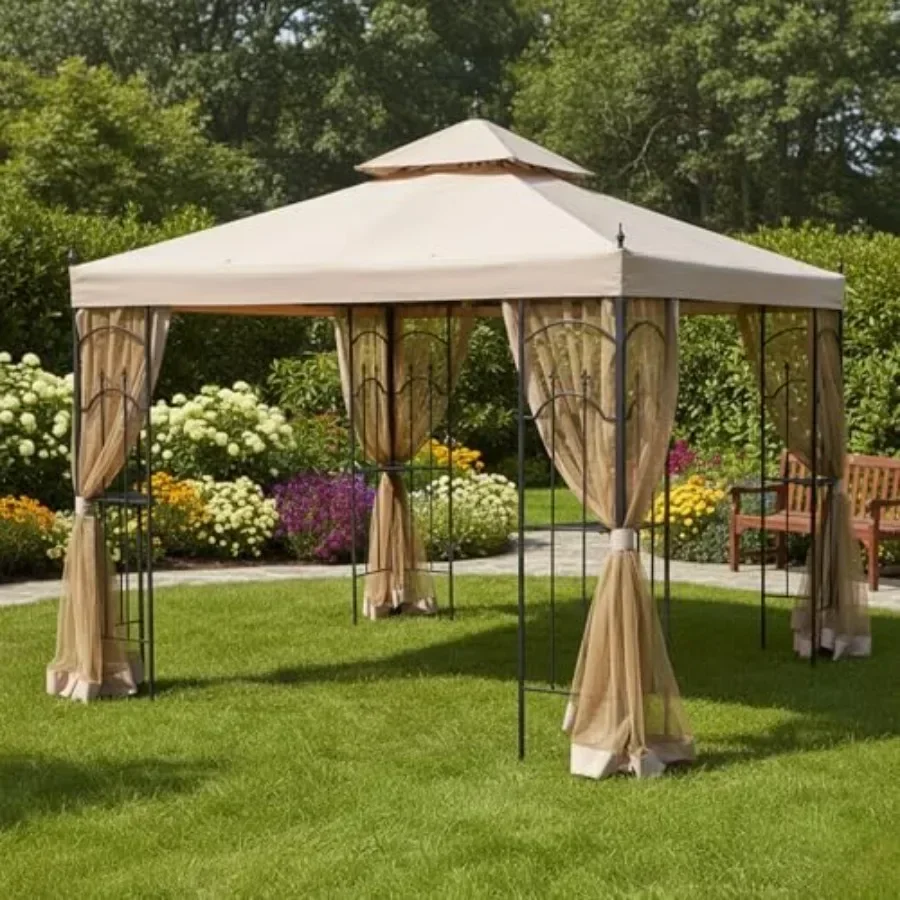 Reinforced RipLock 350 Replacement  Top and Netting Set Compatible with Arrow 10' x 10' Gazebo Models 61821 HD-61821 618221 618