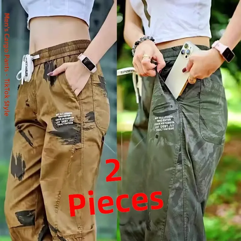 

New 2025 Men's Camouflage Ice Silk Thin Workwear Pants Summer Lightweight Loose Fit Breathable Qui Dry Casual Trousers