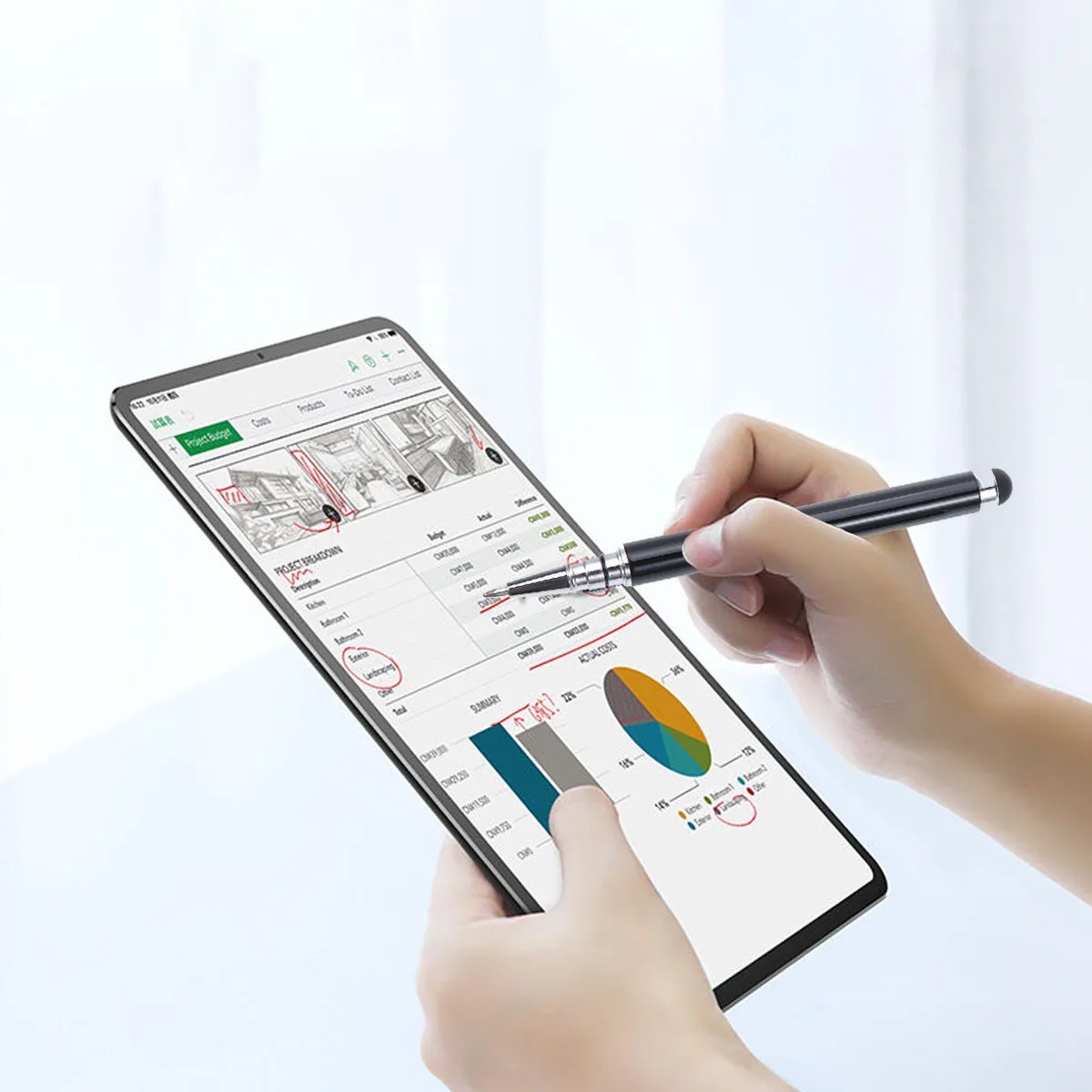 

Black Metal Capacitive Screen Writing Tool Smooth Surface for Phone Computer Capacitive Stylus Handwriting Pen