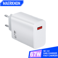 67W GaN USB Charger Quick Charge 3.0 EU/US Plug Phone Charger Adapter For iPhone 14 Samsung Xiaomi Huawei Fast USB Wall Charger