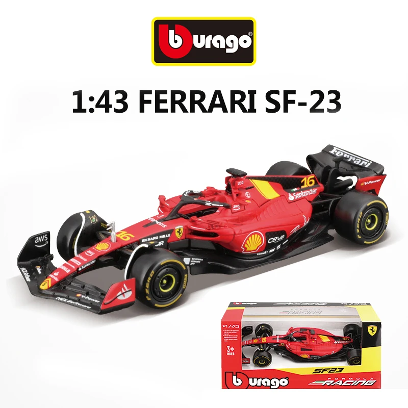 Bburago 1:43 Ferarri SF23 Monza Las Vgas 16 Leclerc 55 Sainz Die Cast Vehicles Cars Model Toys Racing Collectible