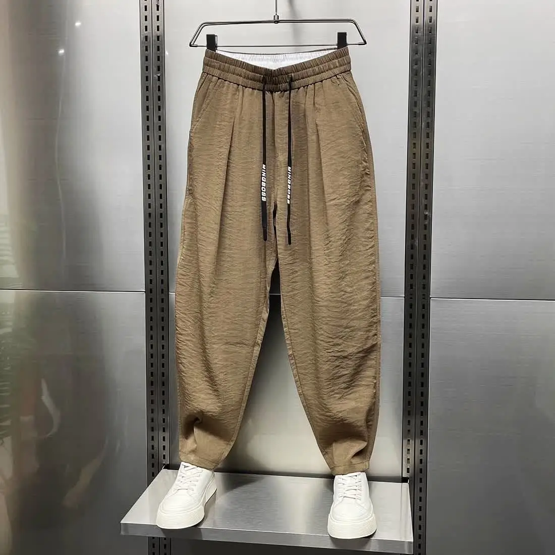 

Qui Dry Ice Silk Casual Pants Men's Loose Summer Drape Wide Leg Thin Straight Leg Breathable Comfortable Faionable Youth