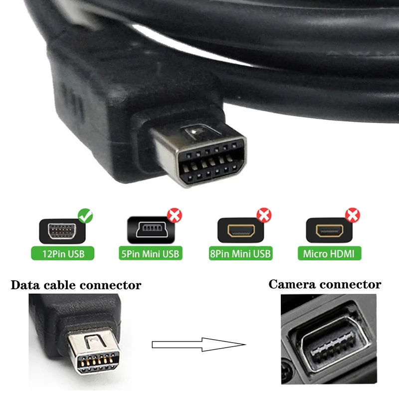 12PIn Olympus USB Data Cable 12pin USB Data Transfer Cable Charging Cord CB-USB5 CB-USB6 CB-USB8